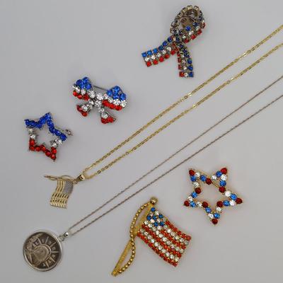 Vintage Americana Patriotic Jewelry, incl. 14K & 925 (B4-BBL)
