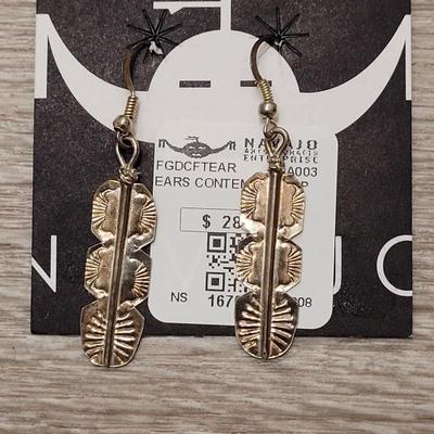 136: Sterling Silver Navajo Feather Earrings