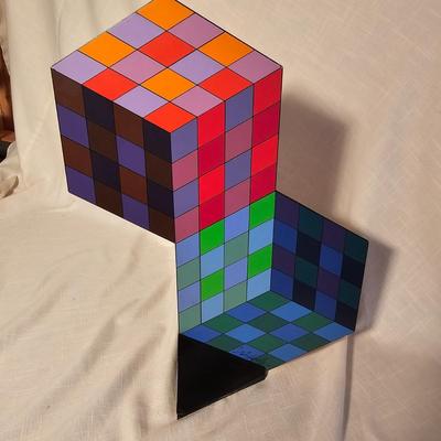Victor Vasarely Signed Cube Art (S-JS)