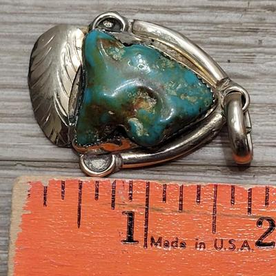 144: Large Taxco Sterling Silver & Turquoise Pendant