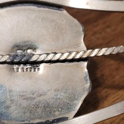 146: Sterling Silver & Green Turquoise Cuff Bracelet