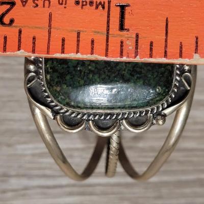 146: Sterling Silver & Green Turquoise Cuff Bracelet