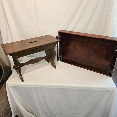 Wooden Tea Tray & Portable Bench  (M-JS)
