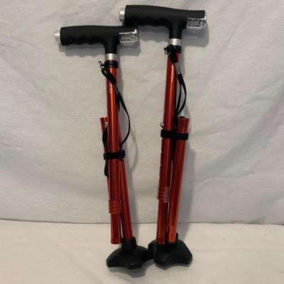 Two BeneCane Walking Sticks w/ Built-In Lights & Bear Horn  (M-JS)