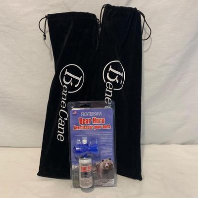 Two BeneCane Walking Sticks w/ Built-In Lights & Bear Horn  (M-JS)