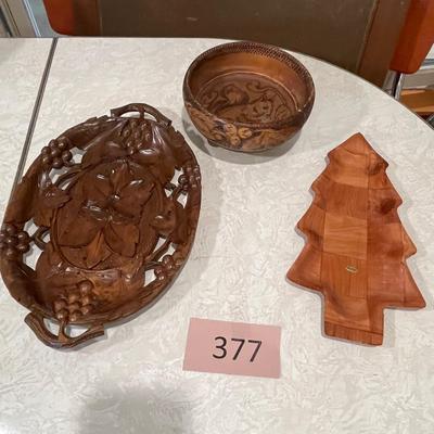 Wooden kitchen carved tray + more