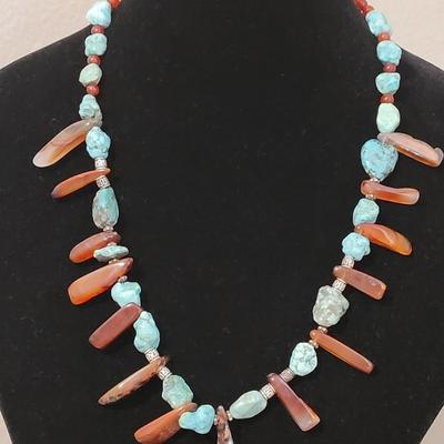 149: Turquoise and Carnelian Necklace