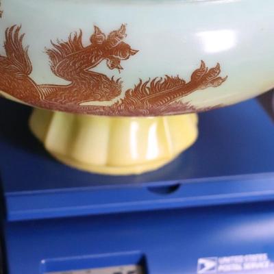 Bradley and Hubbard Antique Chinese Lion Glass Shade Cast Iron Dragon Kerosene Lamp
