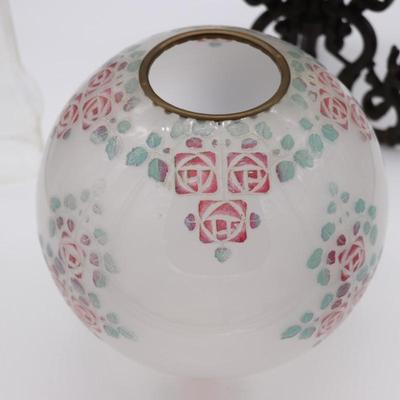 Antique B&H Globe Art Nouveau Floral Kerosene Lamp