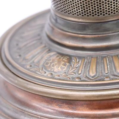 Antique B&H Globe Art Nouveau Floral Kerosene Lamp