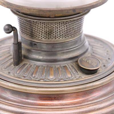 Antique B&H Globe Art Nouveau Floral Kerosene Lamp