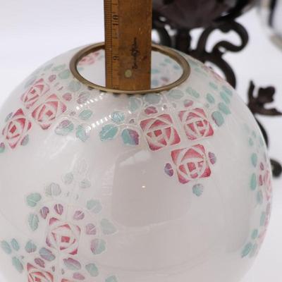 Antique B&H Globe Art Nouveau Floral Kerosene Lamp