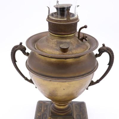 Antique Edward Miller & Co Kerosene Lamp with Art Deco Design