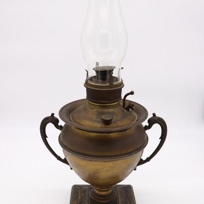 Antique Edward Miller & Co Kerosene Lamp with Art Deco Design