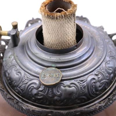 Ornate Rams Head No. 4 B&H Radiant Antique Kerosene Burner Lamp