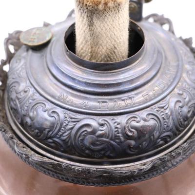 Ornate Rams Head No. 4 B&H Radiant Antique Kerosene Burner Lamp