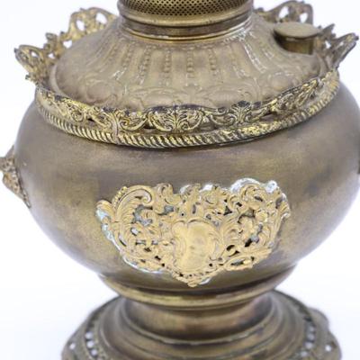Antique Brass Kerosene Lamp Base that is Rewired