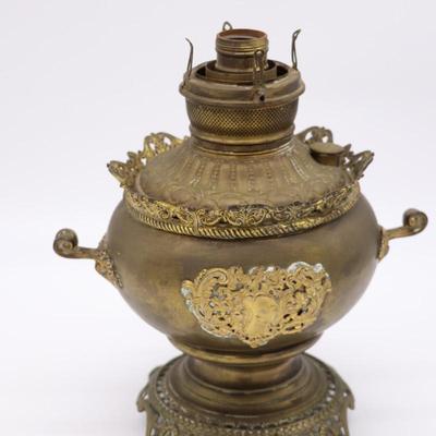 Antique Brass Kerosene Lamp Base that is Rewired