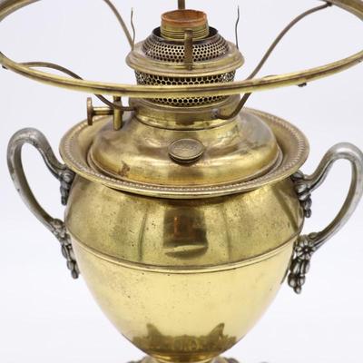 Antique Bradley and Hubbard Brass Kerosene Lamp