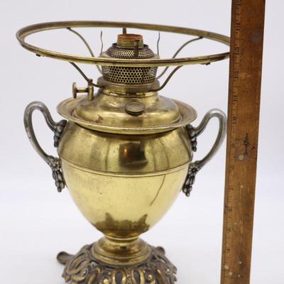 Antique Bradley and Hubbard Brass Kerosene Lamp
