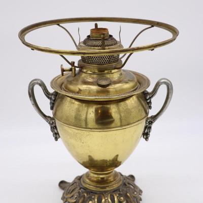 Antique Bradley and Hubbard Brass Kerosene Lamp