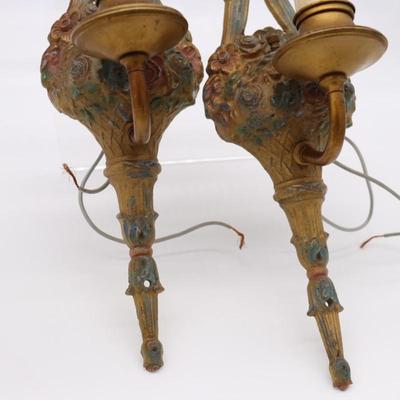 Pair of Art Nouveau Candlestick Style Wall Sconce Lights