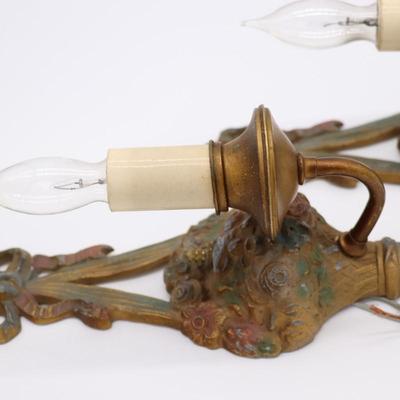Pair of Art Nouveau Candlestick Style Wall Sconce Lights