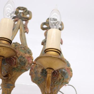 Pair of Art Nouveau Candlestick Style Wall Sconce Lights