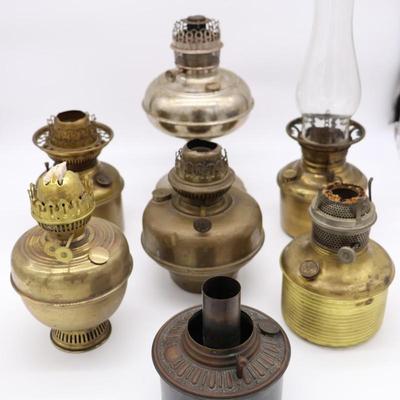 Lot of 7 Antique Kerosene Lamp Burners