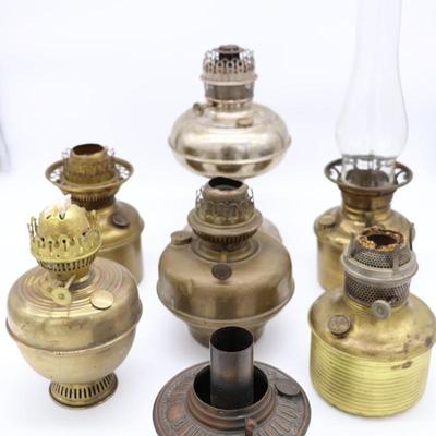 Lot of 7 Antique Kerosene Lamp Burners
