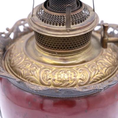 B&H Antique Kerosene Lamp in Art Nouveau Style Circa 1890s