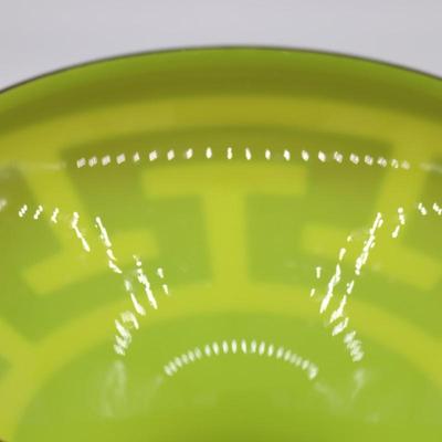 Rare Antique Geometric Design Kerosene Lamp Shade in Red, Green, and Yellow Pattern