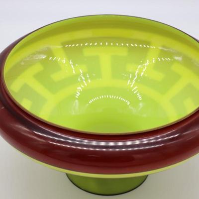 Rare Antique Geometric Design Kerosene Lamp Shade in Red, Green, and Yellow Pattern