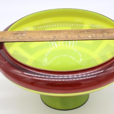 Rare Antique Geometric Design Kerosene Lamp Shade in Red, Green, and Yellow Pattern