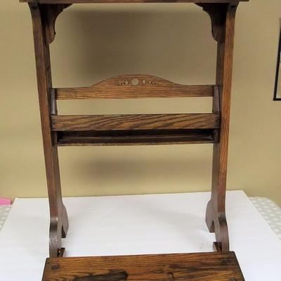 Lot 437:  Antique Wood Church Kneeler and Etching, St. John's Episcopal Church, St. Cloud, MN