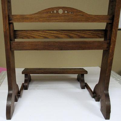 Lot 437:  Antique Wood Church Kneeler and Etching, St. John's Episcopal Church, St. Cloud, MN