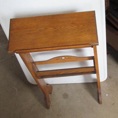 Lot 437:  Antique Wood Church Kneeler and Etching, St. John's Episcopal Church, St. Cloud, MN