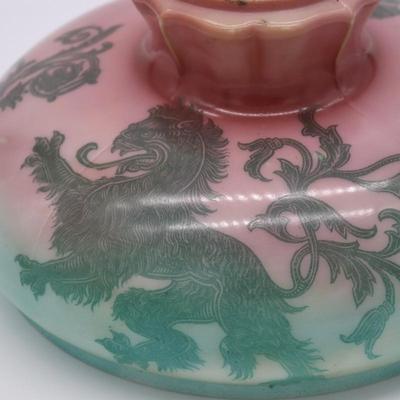 Antique Asian Chinese Lion or Dragon Kerosene Lamp Shade