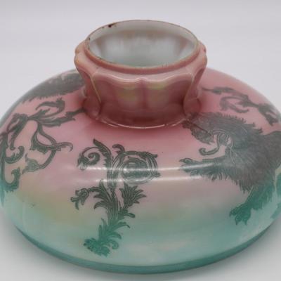 Antique Asian Chinese Lion or Dragon Kerosene Lamp Shade