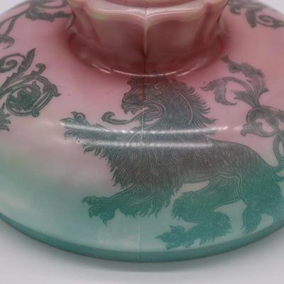 Antique Asian Chinese Lion or Dragon Kerosene Lamp Shade