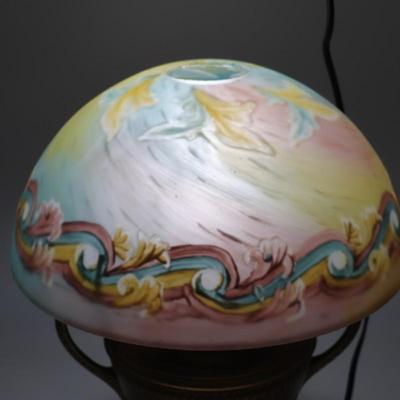 Beautiful Antique Reverse Painted Lamp Shade