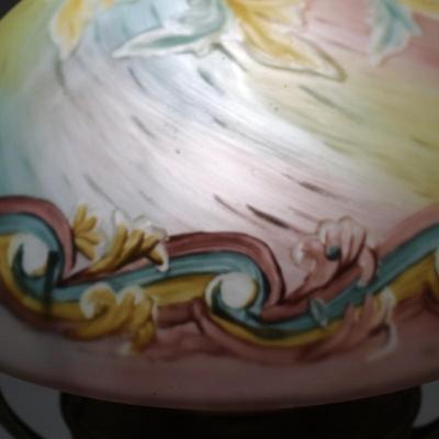 Beautiful Antique Reverse Painted Lamp Shade