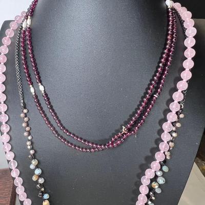 Watches, Vintage jewelry, cigar box. semi precious bead necklaces