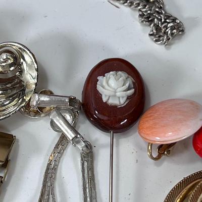 Watches, Vintage jewelry, cigar box. semi precious bead necklaces