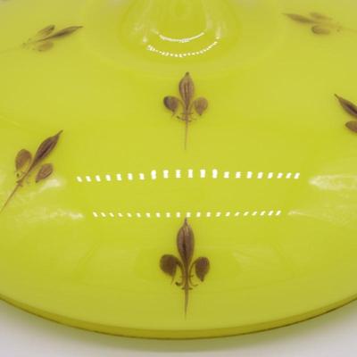 Antique Fleur de Lis Gold and Yellow Glass Domed Lamp Shade
