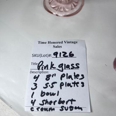 Pink Depressionware glass Plates