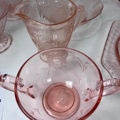 Pink Depressionware glass Plates