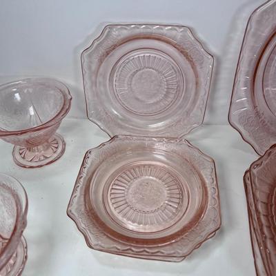 Pink Depressionware glass Plates