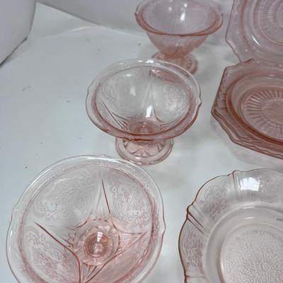 Pink Depressionware glass Plates