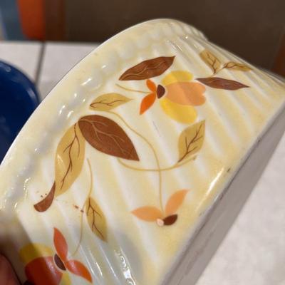 Hall Autumn Leaf Baker + Blue modern bowl.